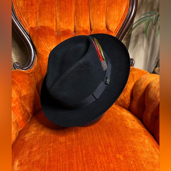 BILTMORE ROYAL BLACK FUR FEDORA HAT MADE IN CANADA 7 1/8 - Picture 2 of 10